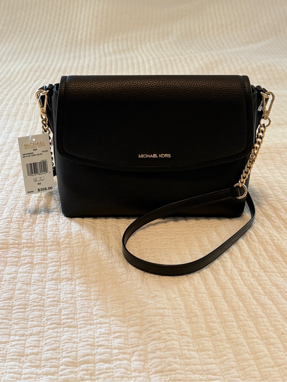 Michael Kors Black Pebble Leather Shoulder/Crossbody Bag